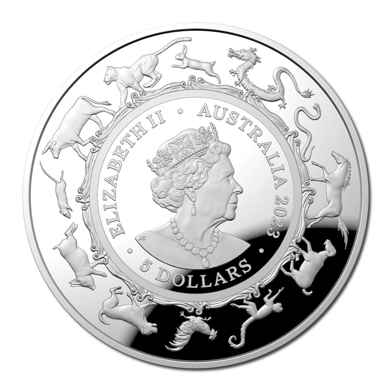 $5 2023 Year Of The Rabbit 1oz Silver Proof Domed - Image 3