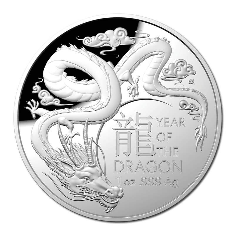 $5 2024 Year Of The Dragon 1oz Silver Proof Domed - Image 2