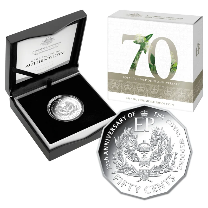 50c 2017 Royal 70th Wedding Anniversary Silver Proof