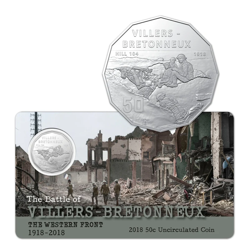 50c 2018 The Battle of Villers-Bretonneux UNC