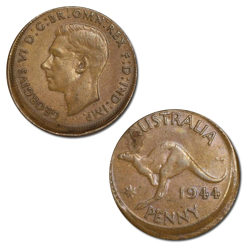Australia 1944 Y. Perth Penny Errors 10%-16% Mistrikes