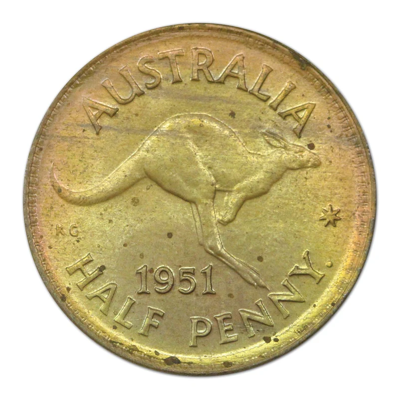 Australia 1951 Y. Halfpenny Lustrous Gem UNC - Image 2