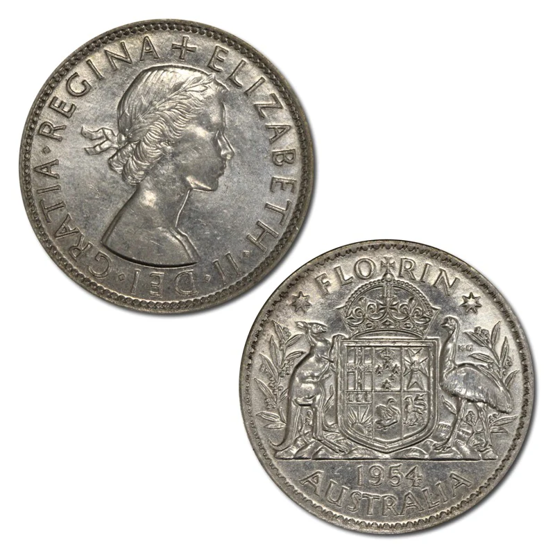 Australia 1954 Coat of Arms Silver Florin - Image 5