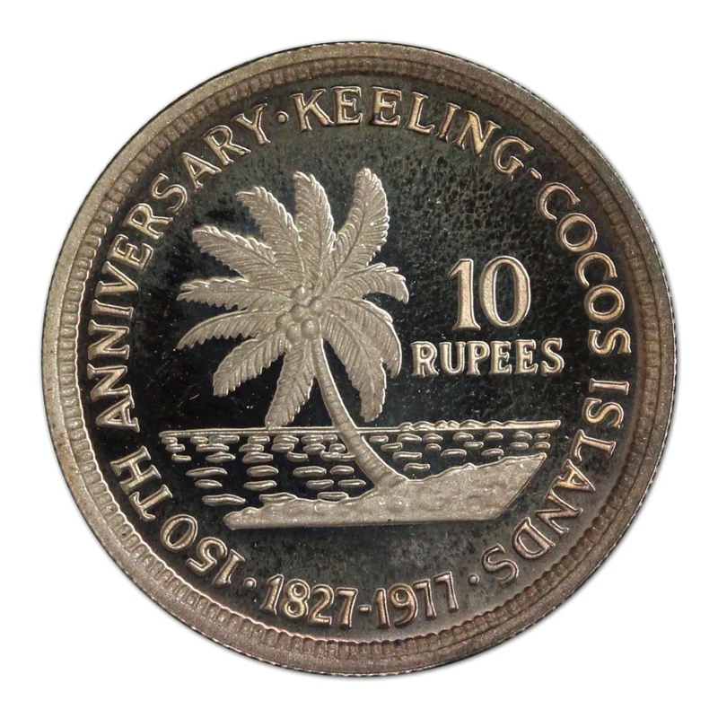Keeling Cocos Islands 1977 10 & 25 Rupees Silver Proof Pair - Image 3
