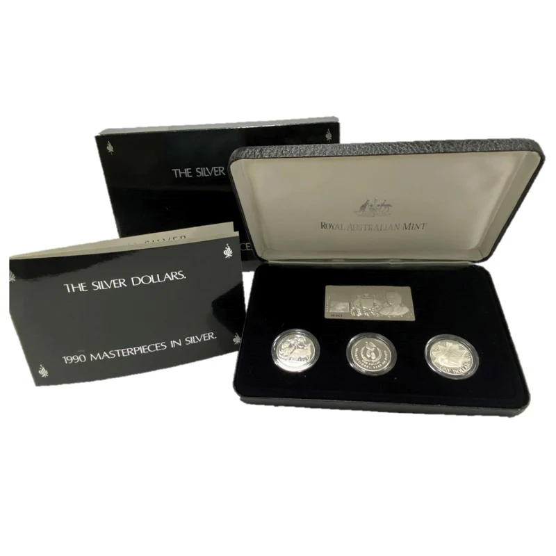 Masterpieces in Silver 1990 $1 Collection w-$1 ingot