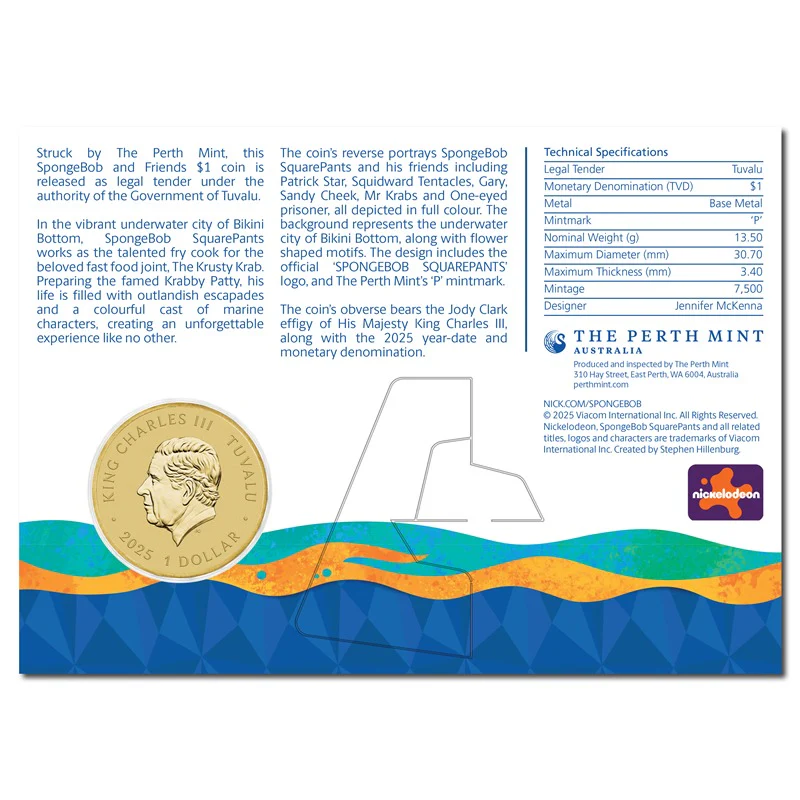 Tuvalu 2025 $1 SpongeBob & Friends UNC - Image 4