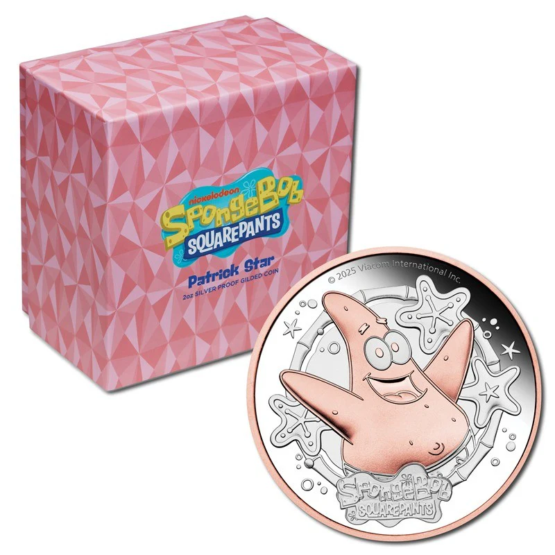 Tuvalu 2025 Spongebob Squarepants - Patrick Star 2oz Silver Proof Gilded