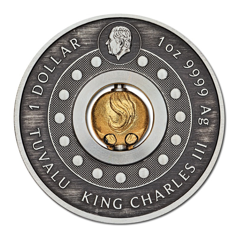 Tuvalu 2026 Year of the Horse Rotating Charm 1oz Silver Antiqued - Image 3